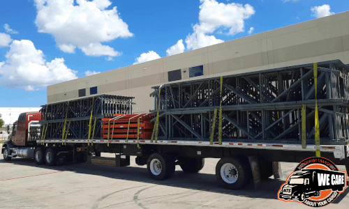 Pallet racks loaded for transport