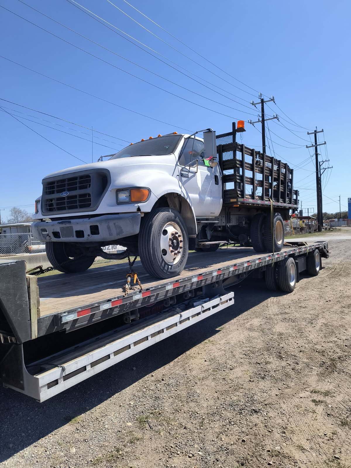 2001 Ford 650 Stake Truck - 14 Foot Flatbed with Sides