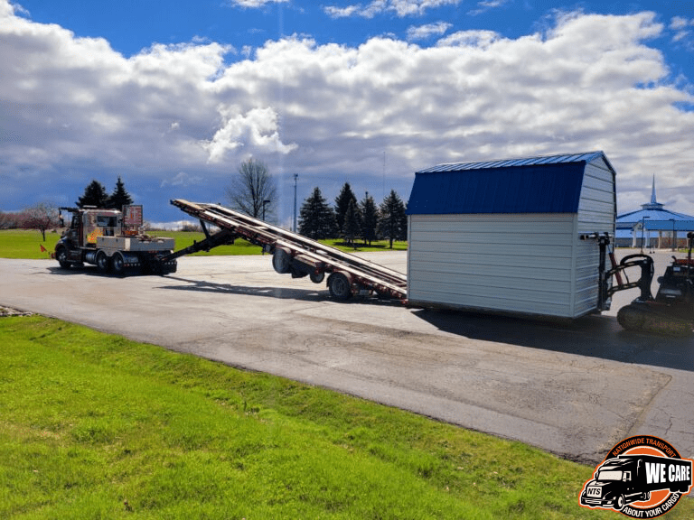 shed being hauled