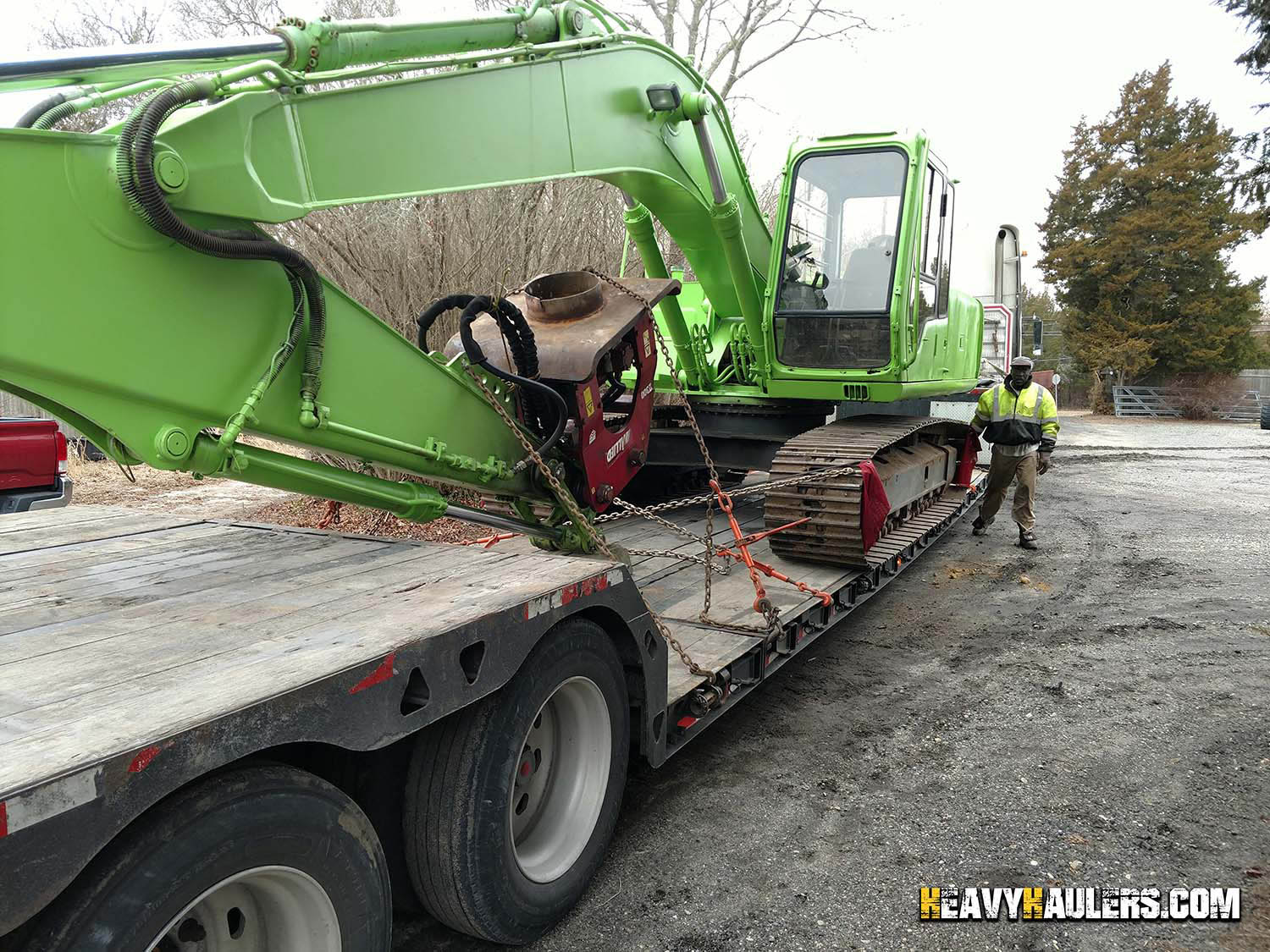 Hauling Hitachi Excavator