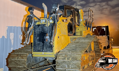 CAT D6T Dozer loaded for transport