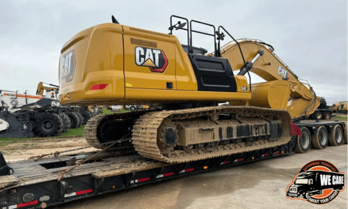 Shipping a Cat 340 Shipping a Cat 340 on a Lowboy trailer.